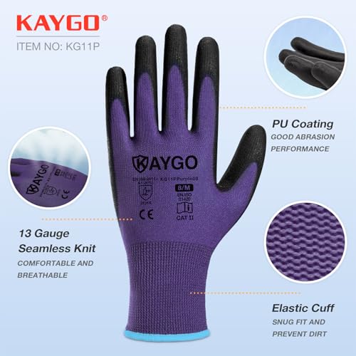 Safety Work Gloves for Men Women (Purple / Large)