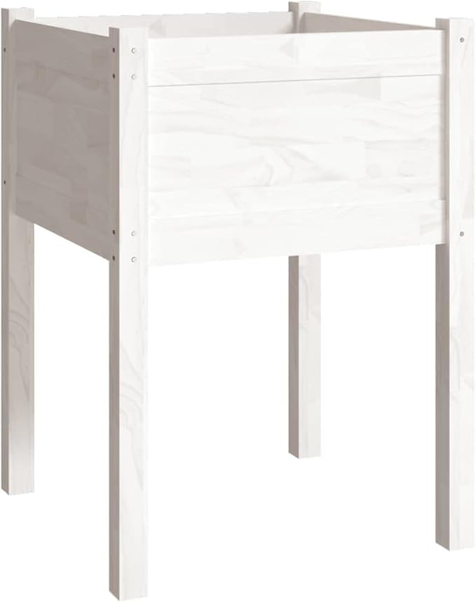 Garden Planters,Greenhouse Planter,Decorative Patio Planters,Patio Raised Beds,Vegetable Planters,Herb Planters,for Herbs,Fruits,Deep-rooted vegetables,2 pcs White 19.7"x19.7"x27.6" Solid Wood Pine
