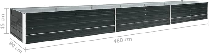Garden Raised Bed Galvanized Steel 189"x31.5"x17.7" Anthracite,Raised Garden Bed,Outdoor Planters for Flower Herb Garden