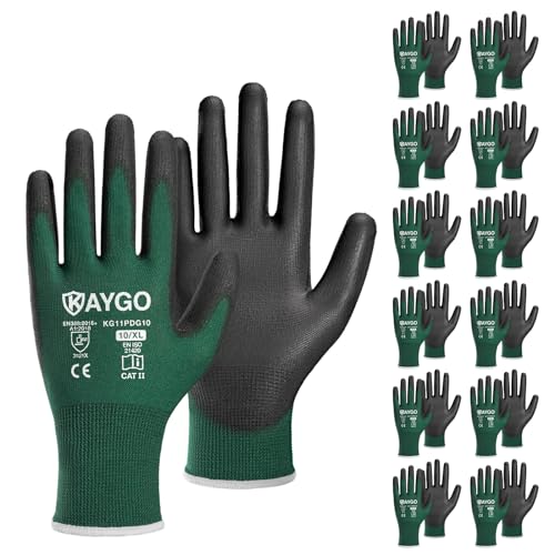 Safety Work Gloves for Men Women (Dark Green / X-Large)