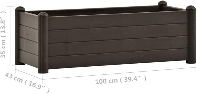 Garden Raised Bed PP Mocha 39.4"x16.9"x13.8" Large Outdoor Planters Pots for Plants Garden Pots for Raised Garden Beds for Porch Plants Outdoor Gardening