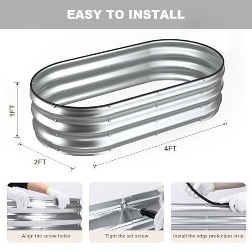 2 Pack 4x2x1FT Galvanized Raised Garden Beds (Silver / 4x2x1ft (2 Pack))