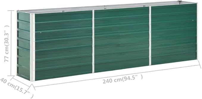 Garden Raised Bed Galvanized Steel 94.5"x15.7"x30.3" Green,Raised Garden Bed,Outdoor Planters for Flower Herb Garden