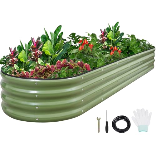 Galvanized Raised Garden Bed Outdoor (Green / 8×2×1ft（1pcs）)