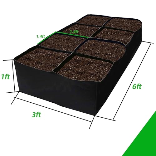 Fabric Raised Garden Bed (Rectangular / 2 Packs 8Grids 3x6 ft)