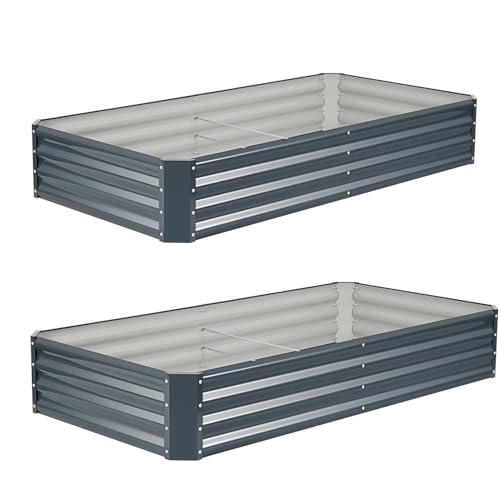 2Pack 6×3×1ft Galvanized Raised Garden Bed Kit (Irongrey / 6x3x1ft (Pack of 2))