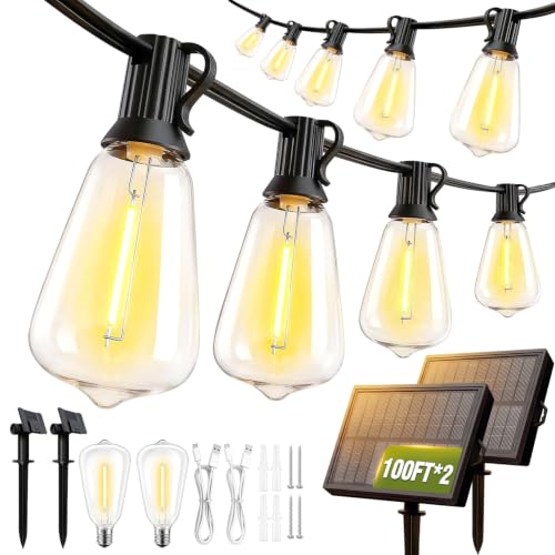 200FT Solar String Lights Outdoor Waterproof with Remote & Timer (Warm White / 200FT)