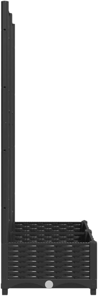 Raised Garden Planter with Trellis Black 31.5"x15.7"x47.8" PP Material Elevated Garden Bed for Outdoor Plants and Flowers, for Climbing Plants Like Tomatoes, Peas, and Roses