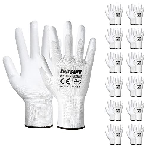 Safety Work Gloves for Men & Women 12 Pairs (White / XX-Large)