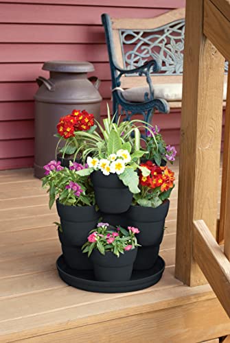 Bloomers Stackable Flower Tower Planter (Charcoal)