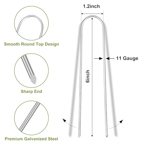 22 Pack Landscape Staples (6 Inch/Round Top-22 Pcs)