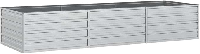 Garden Raised Bed Silver Galvanized Steel, Large 94.5x31.5x17.7 Inch Outdoor Planter for Vegetables, Herbs, Flowers