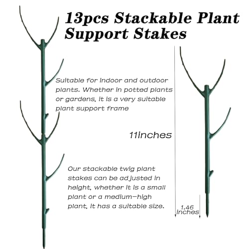 12Pack Stackable Plant Support Stakes Twigs Plant Stakes for Indoor