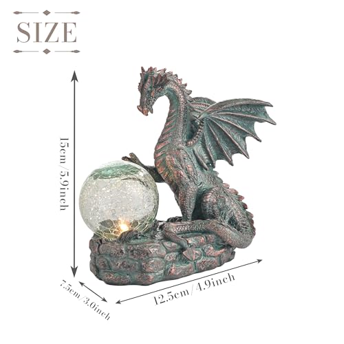 Dragon Solar Resin Bronze Gothic Garden Statue 6" (Medium)
