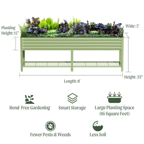 Elevated Raised Garden Bed (Pearl White / 2' x 8')