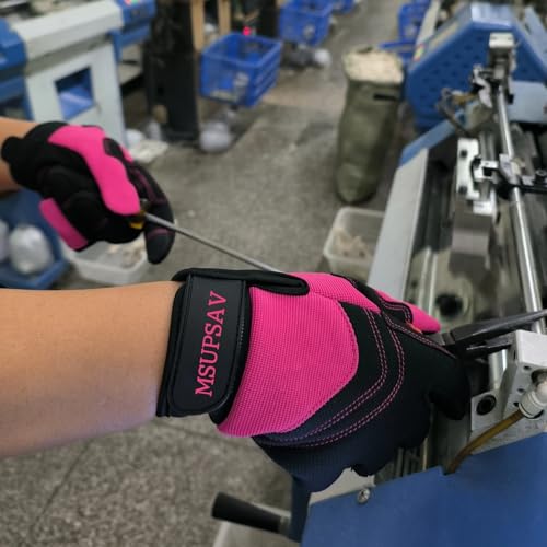 2 Pairs Women Work Gloves (2 Pairs Per Pack-pink Work Gloves / Medium)