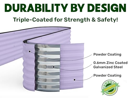 9-in-1 Galvanized Steel Raised Garden Bed // 8×2×1.5 ft Modular Planter for Gardening, Vegetables, Flowers // 18" Tall Metal Raised Garden Beds Outdoor (Lavender) // Patented Design Planter Box (Lavender / 8x2x1.5 ft)