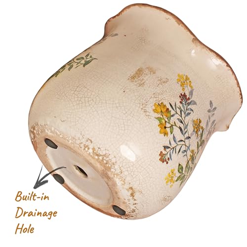 Ceramic Flower Vase (Yellow Blooms)