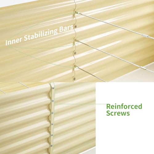 8×4×2ft Galvanized Raised Garden Bed (8×4×2ft（Rectangular） / Cream Yellow)
