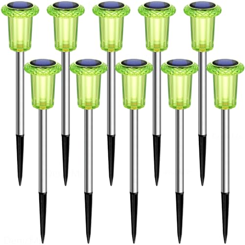 Solar Halloween Lights Outdoor Waterproof 10 Pack Halloween Decor (Green 10Pack)