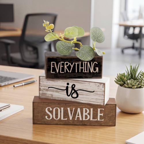 4 Pcs Farmhouse Tiered Tray Decor Wooden Block Signs Rustic (Wooden)
