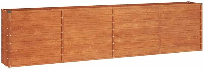 vidaXL Raised Garden Bed - Corten Steel Planter, 126"x15.7"x30.3", Weather Resistant Rusty Brown for Patio and Balcony