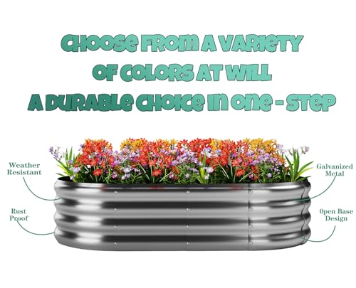 Garden Box Raised Flower Bed Galvanized Metal Planter Round Raised Garden Bed Kit for Gardening Outdoor 1PC Gold 2X2X1FT (Gold / 2x2x1FT（1pcs）)