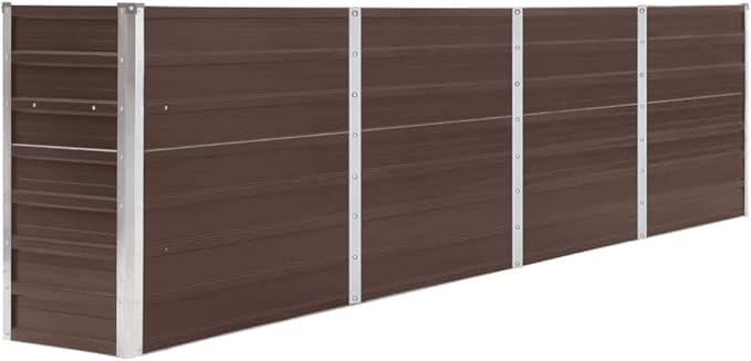 Raised Garden Bed 126"x15.7"x30.3" Galvanized Steel Brown,Raised Garden Bed,Outdoor Planters for Flower Herb Garden