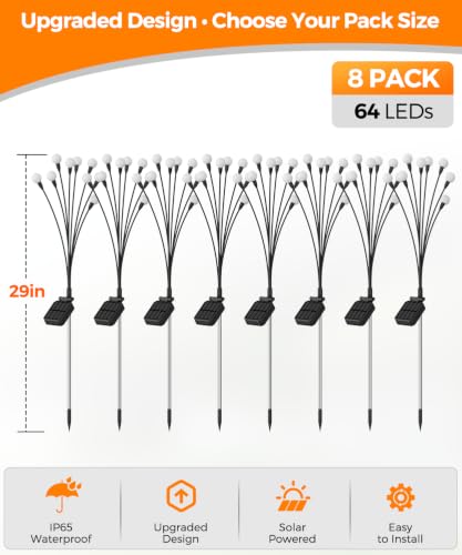 8 Pack Solar Garden Lights 64 LED (8 Pack-64 LEDs)