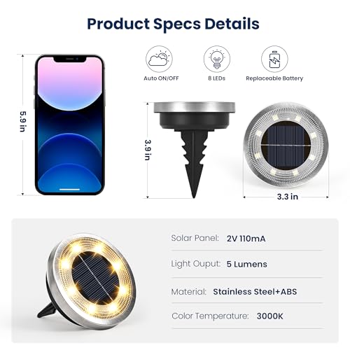 16 Pack Solar Ground Lights Outdoor (16 Pack / Warm White)