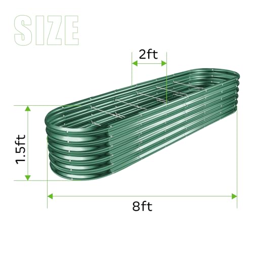 8×2×1.5ft Galvanized Raised Garden Bed Kit (Green / 8x2x1.5ft)