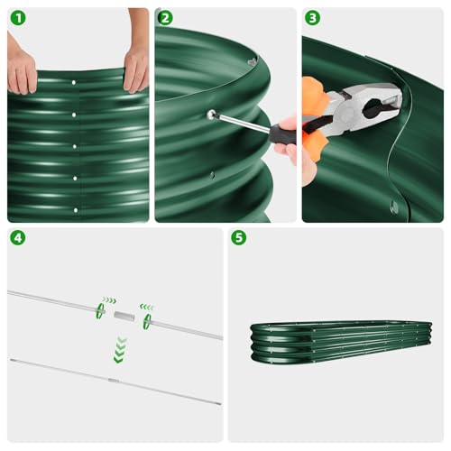 8×2×1ft Galvanized Raised Garden Bed Kit (Green / 8x2x1ft)