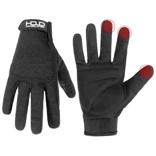 Work Gloves for Men & Women (Solid Black (1 Pair) / X-Large)
