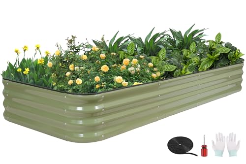 6-in-1 Modular Raised Garden Bed-8x3x1ft Adjustable 6 Sizes (Green / 8×3×1FT)