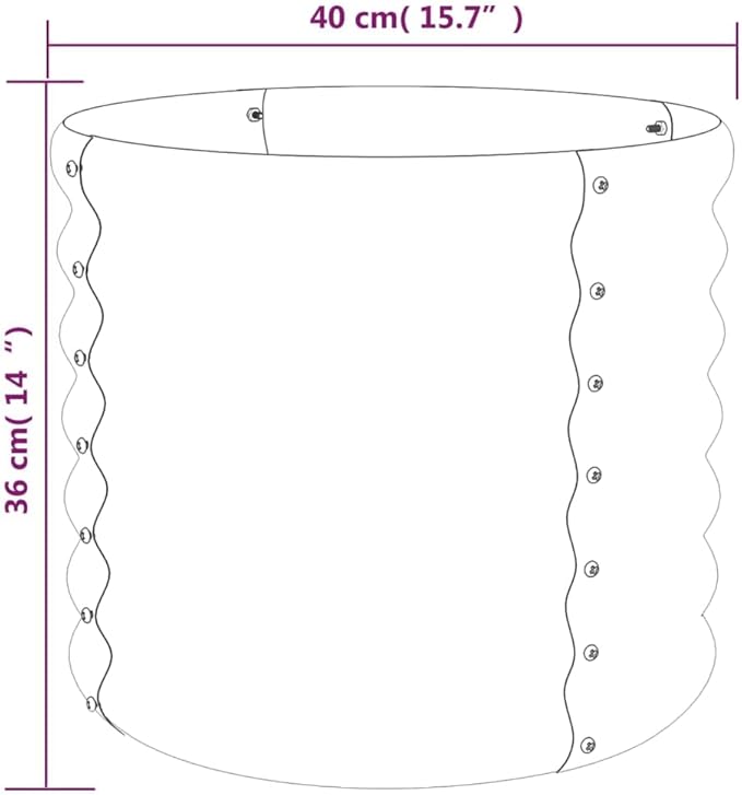 vidaXL Powder-Coated Steel Garden Planter 15.7"x15.7"x14.2" - Durable Outdoor Plant Pot with Ample Space - Weather-Resistant, Gray