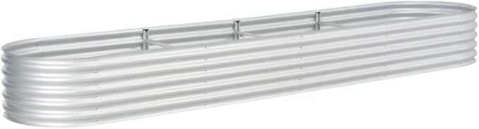 Metal Raised Garden Bed for Vegetables, Outdoor Garden Raised Planter Box, Backyard Patio Planter Raised Beds for Flowers, Herbs, Fruits Garden Raised Bed 157.5"x31.5"x17.3" Galvanised Steel Silver