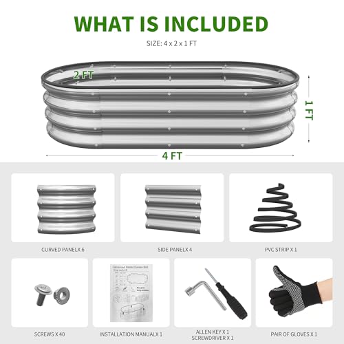 Metal Raised Garden Bed Kit (Silver / 4x2x1ft-1pcs)