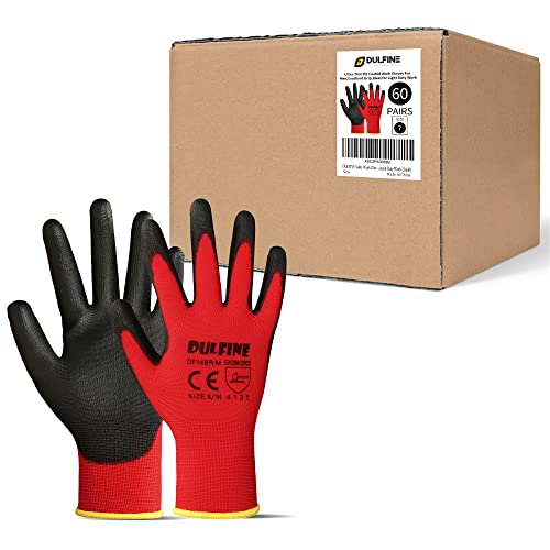 Safety Work Gloves for Men 60 Pairs (Red / Small)