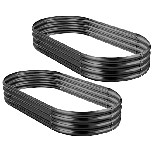 2Pcs Galvanized Raised Garden Bed Kit (4×2×1ft(2-pack) / Dark Grey)