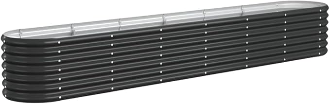 Raised Beds Ground Box Vegetables Box Strawberry Garden Raised Bed Powder-Coated Steel 102.4"x15.7"x14.2" Anthracitefor Patio Balcony backyards