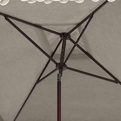 Safavieh Outdoor Elegant Valance White and Black 7'6" Square UV Protected Umbrella, White/Black