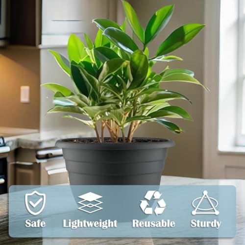 5 Pack 10 Inch Plant Pots for Indoor Outdoor (Gray / 10 inch)