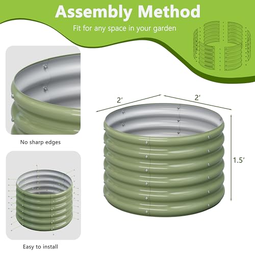 2PCS 2x2x1.5FT Galvanized Raised Garden Bed Kit (2x2x1.5(2PCS) / Green)