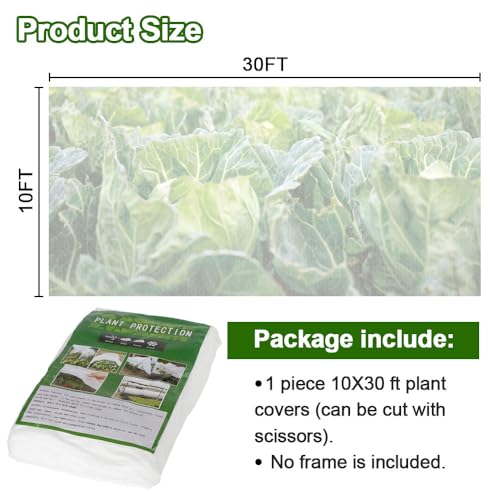 Plant Covers Freeze Protection 10 x 30 FT 1.2oz (10x30 FT / White)