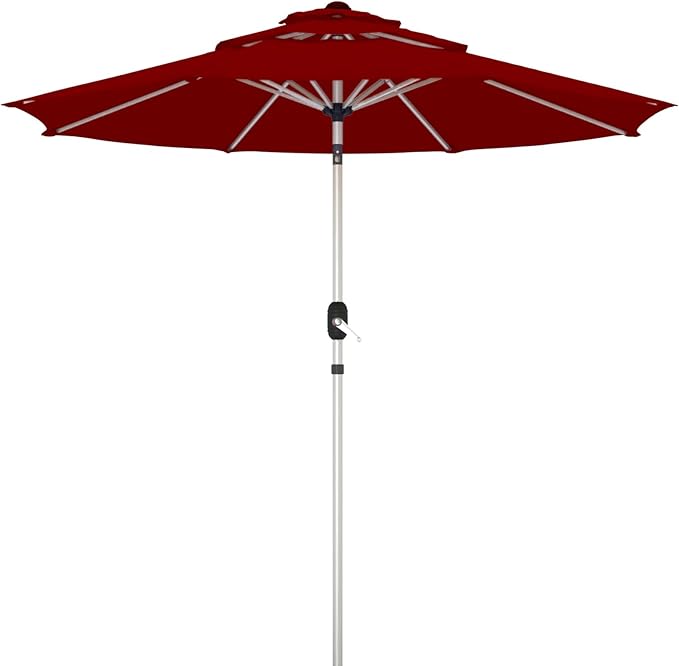 9FT 3-Tier Aluminum Outdoor Patio Umbrella, Fade-Resistant Market Umbrella with Push Button Tilt Function, 8 Sturdy All-Aluminum Ribs for Gardens, Patios, Backyards & Pools