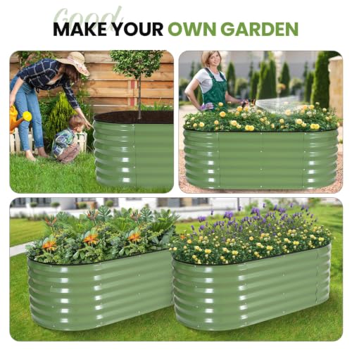 Raised Garden Beds Galvanized (Oliver Green / 4×2×1.4ft (1 Pack))
