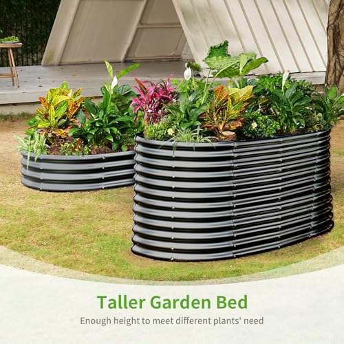 6x3x3ft Oval Galvanized Raised Garden Beds (Dark Grey / 6x3x3ft)