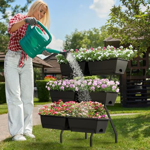 Raised Garden Beds Outdoor with Planter Boxes Vertical Raised Bed with Legs (Black)