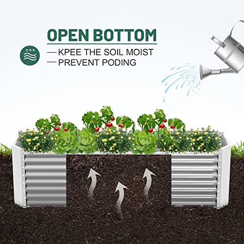 8×4×2 ft Galvanized Raised Garden Bed Kit (8×4×2ft（Rectangular） / 1-silver)