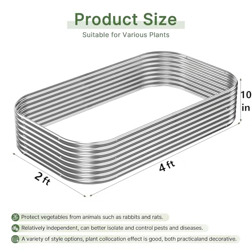 3 PCS 4x2ft Galvanized Raised Garden Bed Outdoor (4x2ft)